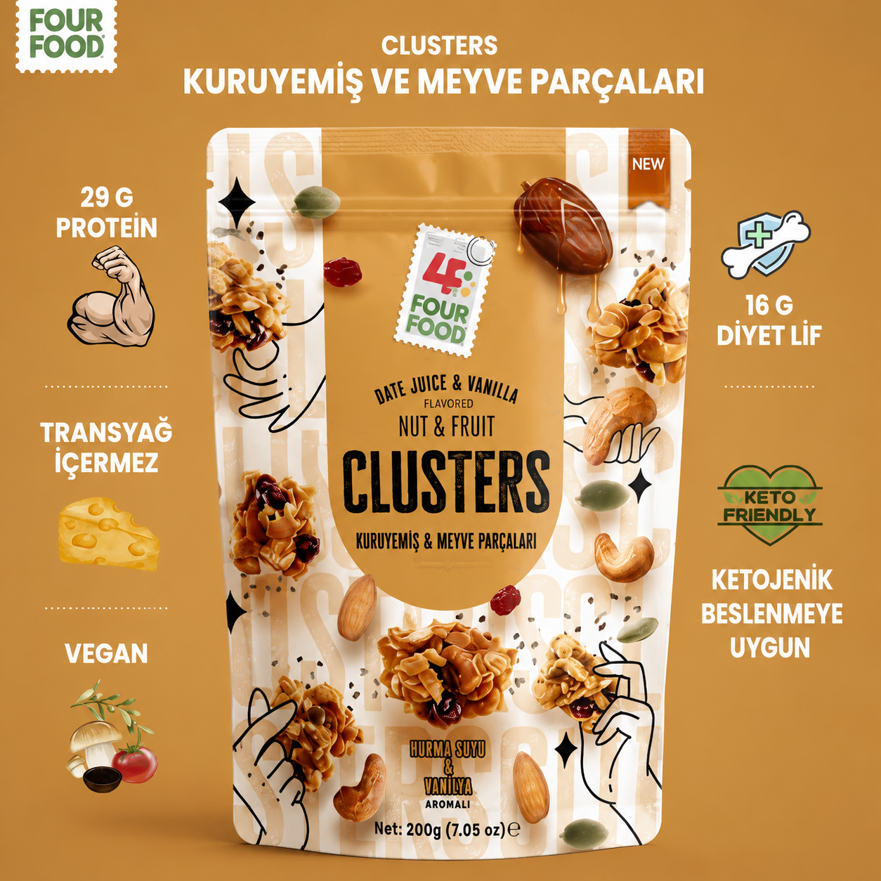 CLUSTERS NUT AND FRUIT 200 G